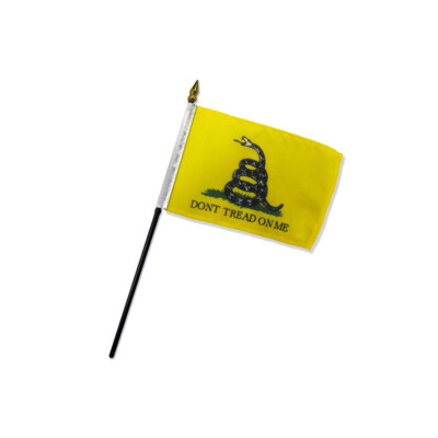 1 Dozen Don't Tread on Me Gadsden Stick Flags 4x6in Handheld Historical Flag