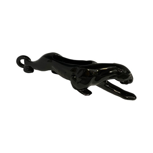 Hockender Black Panther Jaguar Vintage Pflanzgefäß Figur 15,5" Katze sauber schlank MCM - Bild 4 von 13