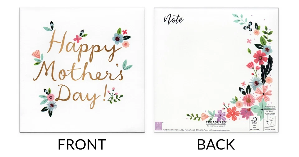 MOTHER'S DAY Pop-Up Card, "Heart For Mom" Art by Flora Waycott — Up With Paper - Image 2 of 4