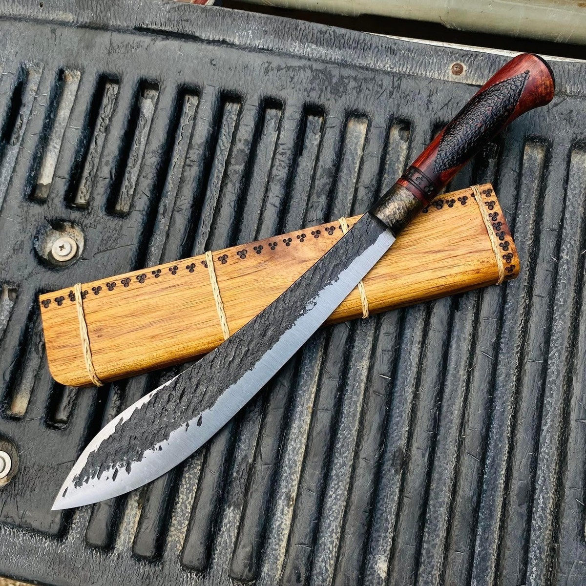 Custom Nessmuk machete camp knife 11.7” forged blade, Rosewood