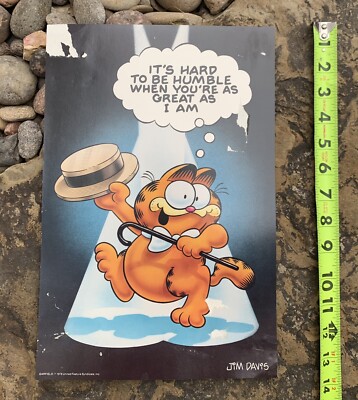 Garfield Vintage Argus Poster. It's Hard To Be Humble. Okay