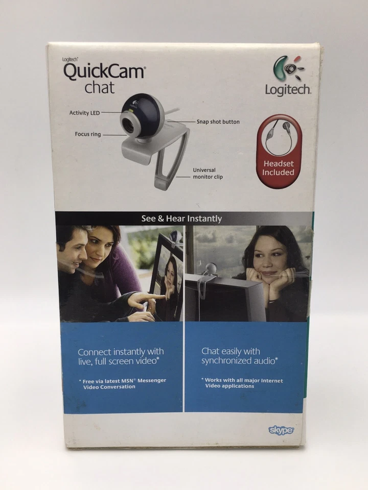Logitech QuickCam Chat USB Video Webcam Conferencing Web Camera Skype & Headset. - Image 2 of 4