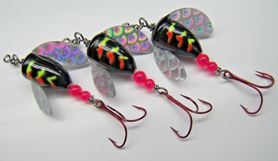 SPIN N GLO LOT  3 SPINNER LURE TROUT SALMON STEELHEAD ALASKA AUSTRALIA WORDEN'S