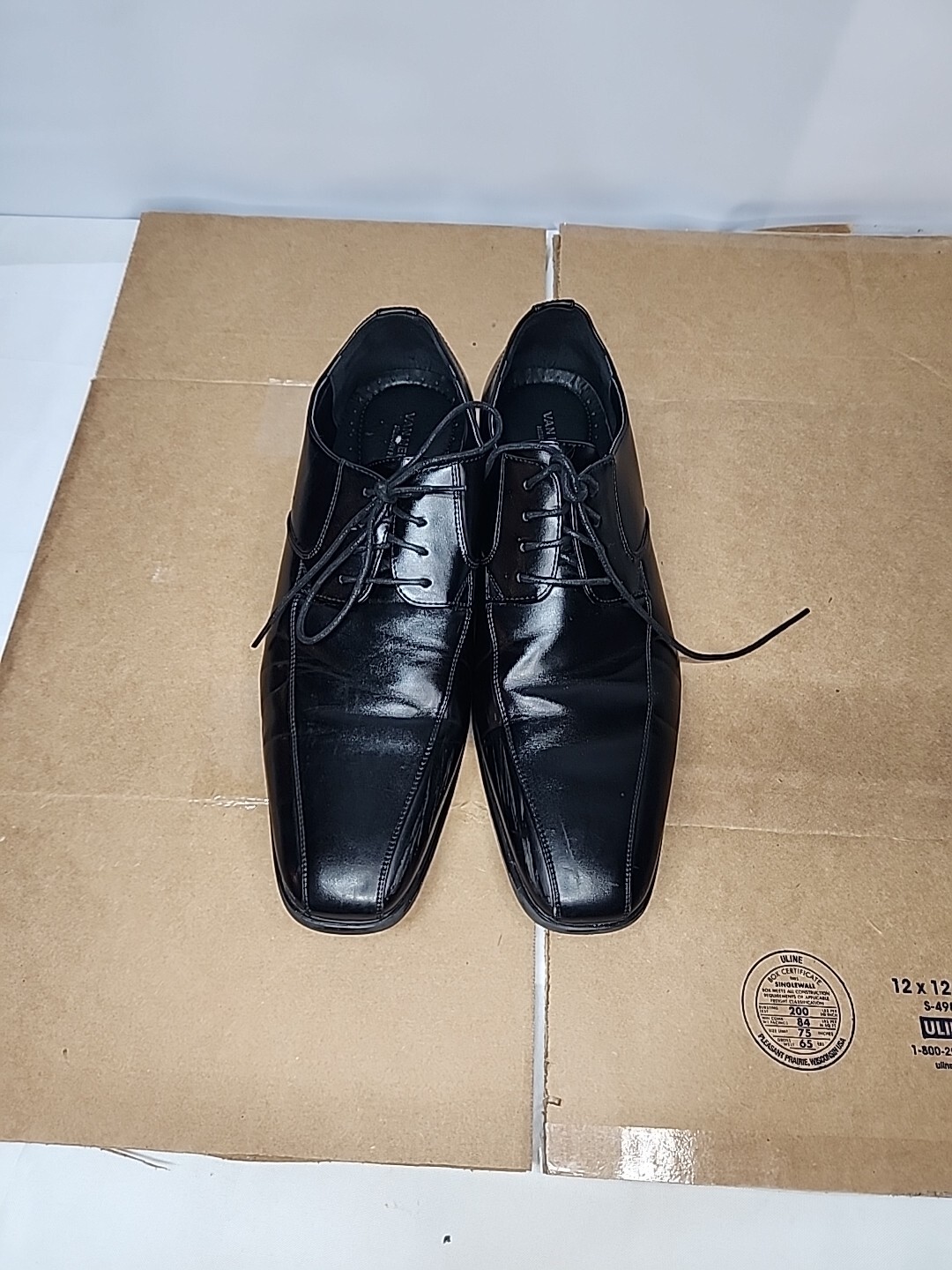 Zapatos de vestir Van Heusen para hombre Salo negros talla 12 M espuma viscoelástica con cordones