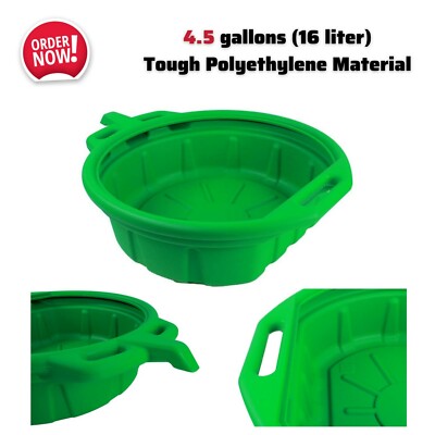 Portable Oil Drain Pan for Oil Changes Radiator Flush Coolant Anti-Freeze Green