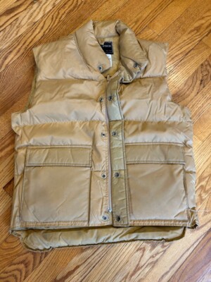Christopher Rand Tan / Khaki Puffer Down Feathered Zip Snap Pocket Vest Mens M