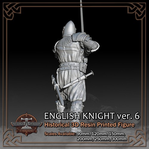 English Knights 3-Pack #3 - 3D Resin Printed Figure Models - Scale 90mm to 300mm - Picture 18 of 22