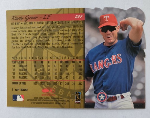Rusty Greer 1998 Donruss Silver Press Proof Die Cut Card #'d 1500 Free Shipping! - Picture 3 of 6