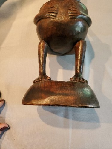 African Wooden Bowl Bearer Figure Statue - Picture 9 of 9