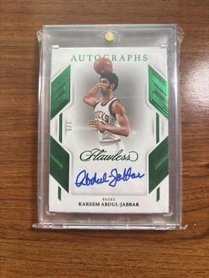 2022 Panini Flawless Green Auto /5 Kareem Abdul Jabbar Milwaukee Bucks