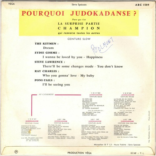 COMPILATION "JUDOKADANSE CEINTURE SLOW" POP ROCK 60'S 25 CM ABC 1509 - Picture 2 of 2