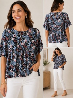 NWT LOFT Baisley Floral Women S Blouse Top Boho Cottagecore Romantic  Feminine 