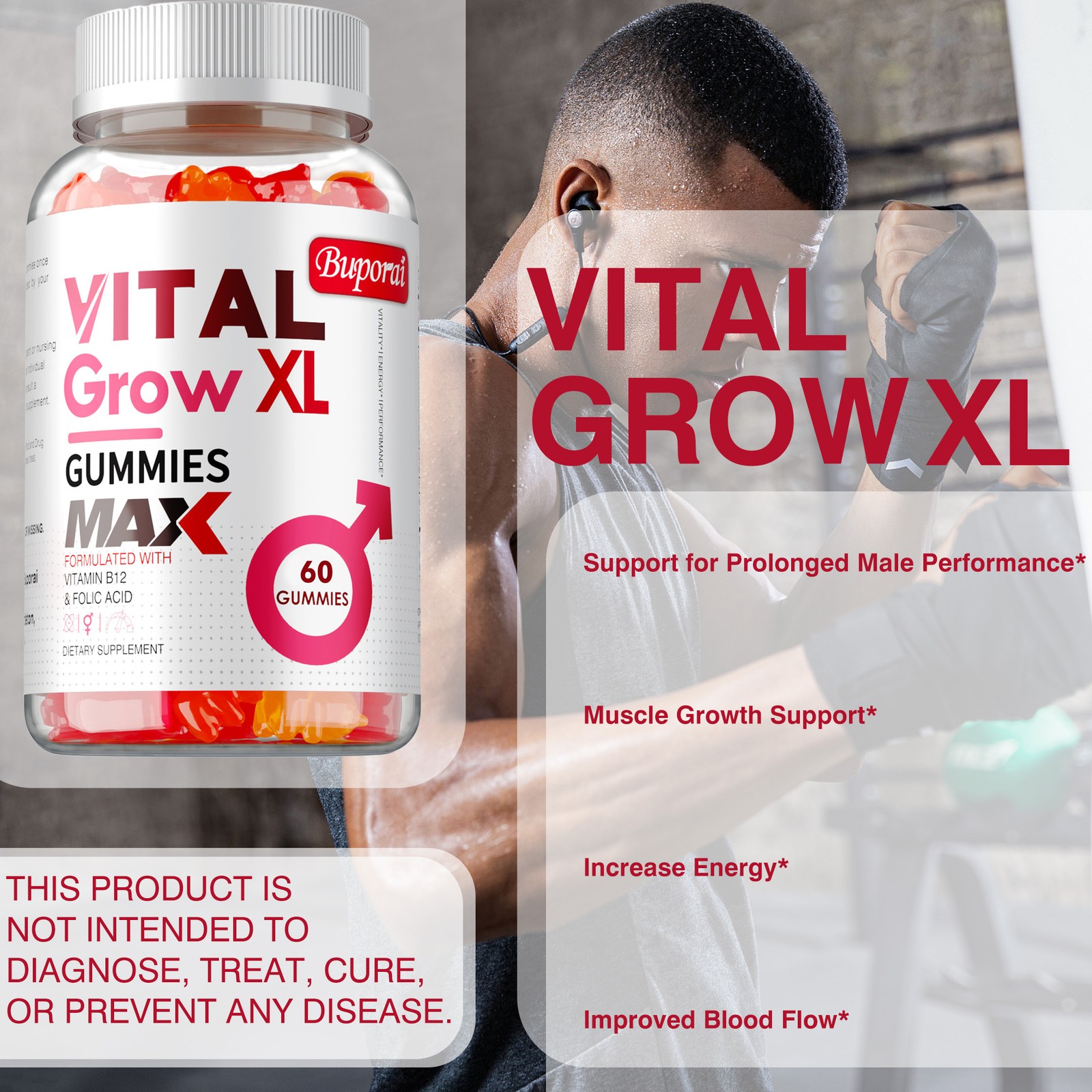 Vital Grow XL Male Gummies - Enhances Energy and Endurance, Muscle Recovery