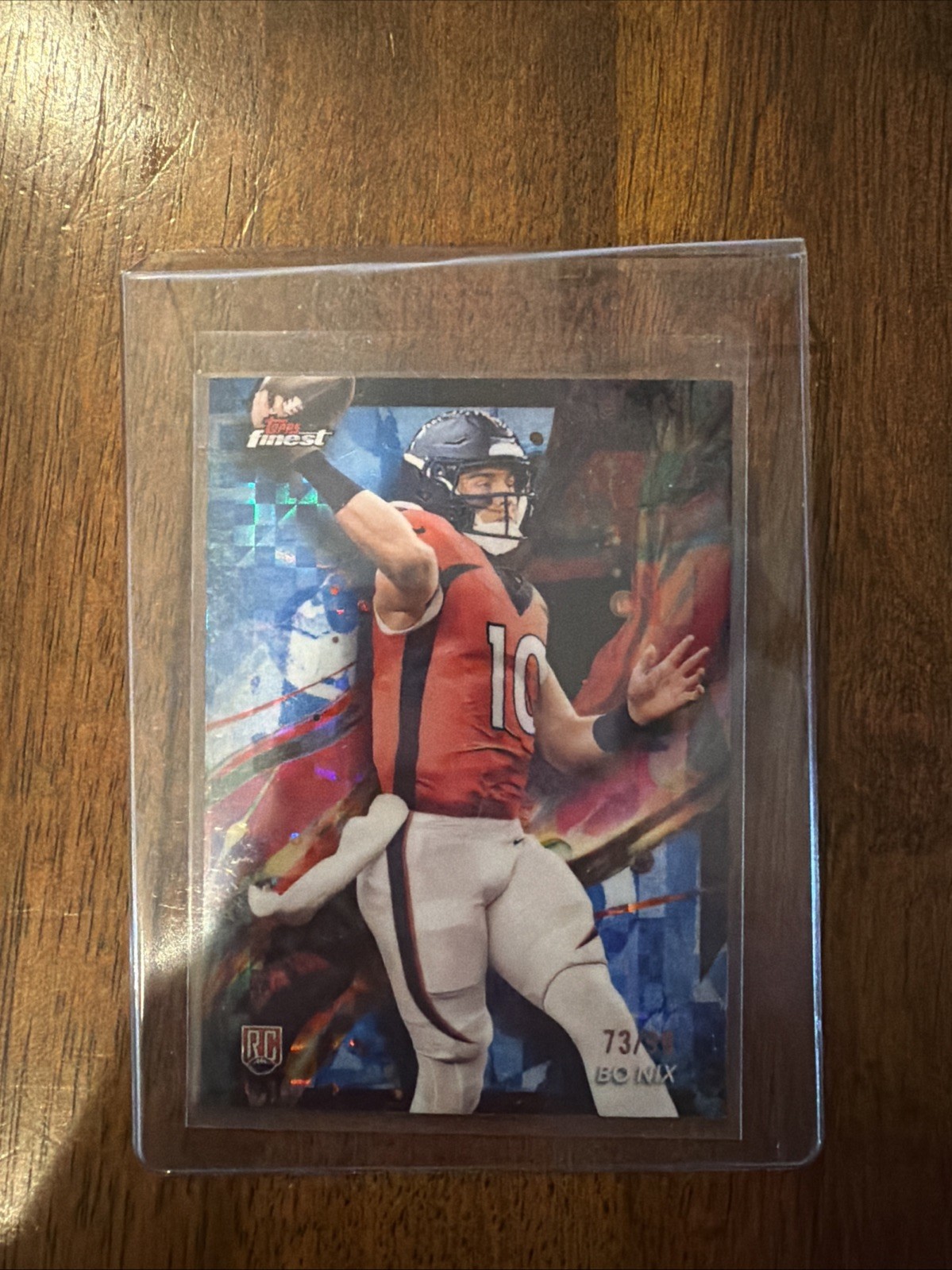 2024 Topps Finest - Common Bo Nix #63 Blue Checkerboard Refractor /99 (RC)