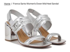 Franco Sarto Women  s Owen Mid Heel Sandal Silver SY Size: 11M