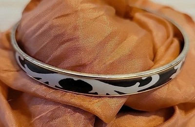 VTG Y2K J CREW Gold color and Enamel BANGLE BRACELET Boho Hippie Designer Scroll