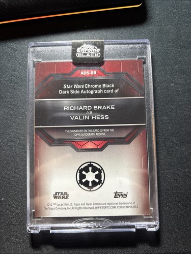 2024 Topps Chrome Black Star Wars Richard Brake as Valin Hess Auto Blue Red /99 - Picture 2 of 2