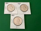 Lot of 3 90% Silver Ben Franklin Half Dollars 1963, 1963-D