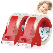Heavy Duty Clear Packing Tape,2 Rolls with refillable Dispenser,Noiseless Pac...