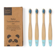 Sauvage et pierre | Brosse à dents en bambou bio pour bébé | Paquet de quatre