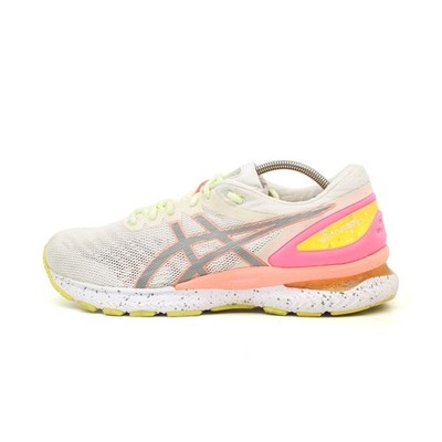ASICS Damen Gel-Nimbus 23 Sneaker Weiß Pink Gelb Grau Leicht Laufschuhe EU 41.5