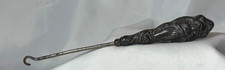 Art Nouveau Lady Button Hook Repousse Holding Parasol Flowing Hair Lace Puller