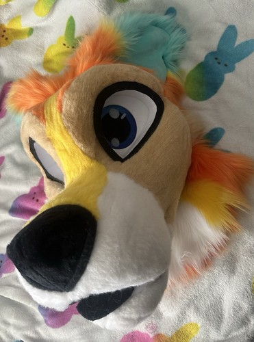 UNFINISHED Orange Canine Fursuit Head