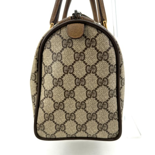 Vintage GUCCI Sherry Line GG Pattern Mini Boston Bag Brown PVC Leather Authentic - Picture 5 of 13