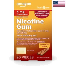 Basic Care Nicotine Polacrilex Gum 4 mg, Cinnamon Flavor 20 Count Pack