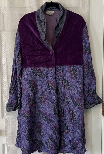 Giacca rayon velluto un bottone viola Adini vintage anni 80 boho artsy grande* - Foto 1 di 6