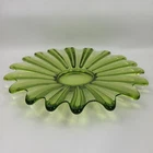 MCM Vtg Federal Limelight Green Sunburst Petal Art Glass Bowl 9” Decor Atomic