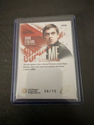 Futera Fx Multi Sport 2026 Ronnie O Sullivan /19 Match Worn Patch - Supreme 