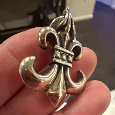 Chrome Hearts Signed 925 Sterling Silver Fleur-de-Lis Charm Pendant