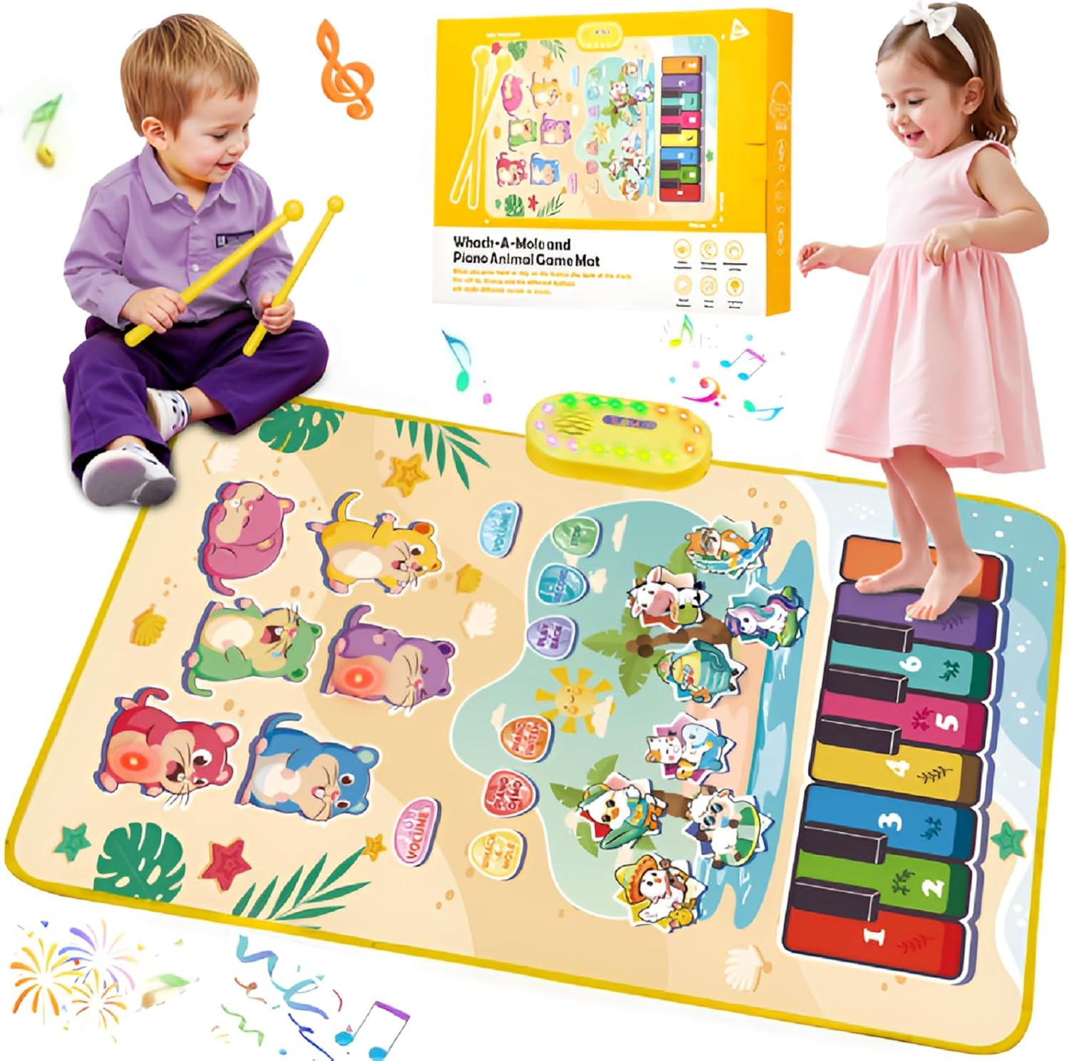 3-In-1 Musical Mat Piano Keyboard Mole Game Toddler Toys