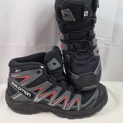 Salomon XA Pro Youth Trail Hiking Running Size 5 Waterproof Black Gray Red