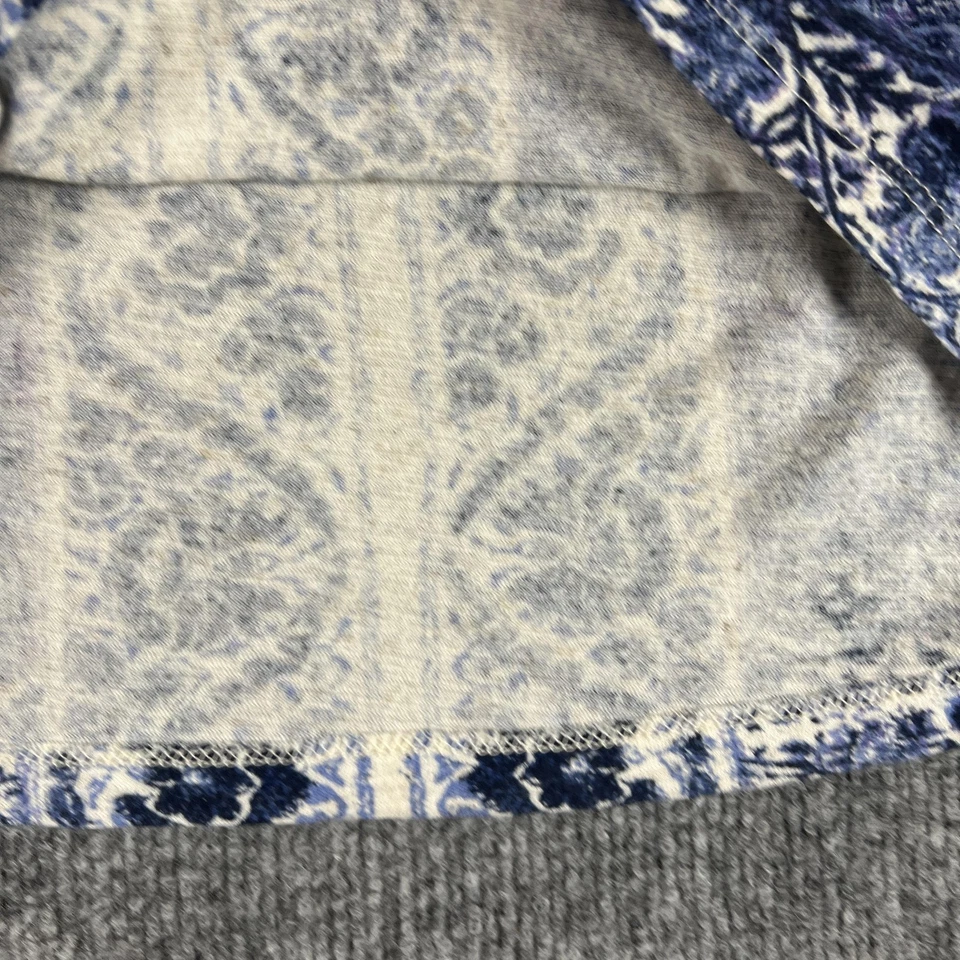 Camiseta sin mangas Lucky Brand para mujer XS azul marfil estampado boho encaje espalda mezcla de lino Foto 4 de 4