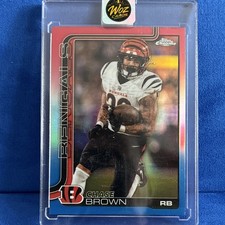 Topps 2024 Chrome Chase Brown Bengals #62 Rookie Card RC Football NFL. rookie card picture