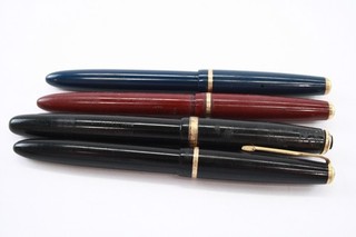 Vintage Parker Fountain Pens Inc Duofold Sllimfold 14ct Gold Nibs Etc x4