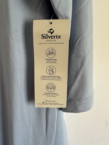 Silverts Adaptive Top Open Back Snap Shoulders Women S Blue Post Op Shirt - Afbeelding 7 van 11