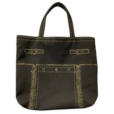 Sac fourre-tout en toile YVES SAINT LAURENT marron foncé Rive Gauche...
