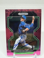 Karson Milbrandt 2022 Panini Prizm Draft Picks #PDP85 Neon Pink Velocity SIGNED