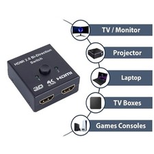 HDMI Splitter, 4K HDMI Switch 2 in 1 Out or 1 in 2 Out, Aluminum HDMI Switcher