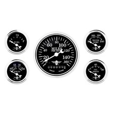Stewart Warner 82227 Five Gauge Set Electricmechanical Black Stewart Warner 82227 Five Gauge Set Electricmechanical Black