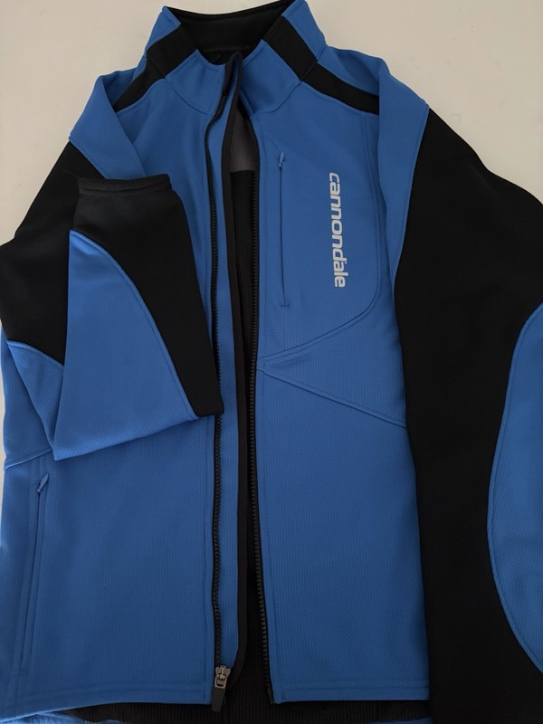 Cannondale Men’s Cycling Jacket L Blue/Black Full Zip Logo Band Collar 190