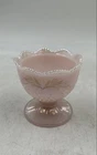 Vintage Pink Glass Scalloped Rim Round Mid-Century Modern Footed Goblet