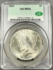 1923 Peace Dollar $1 - CACG MS65 CAC