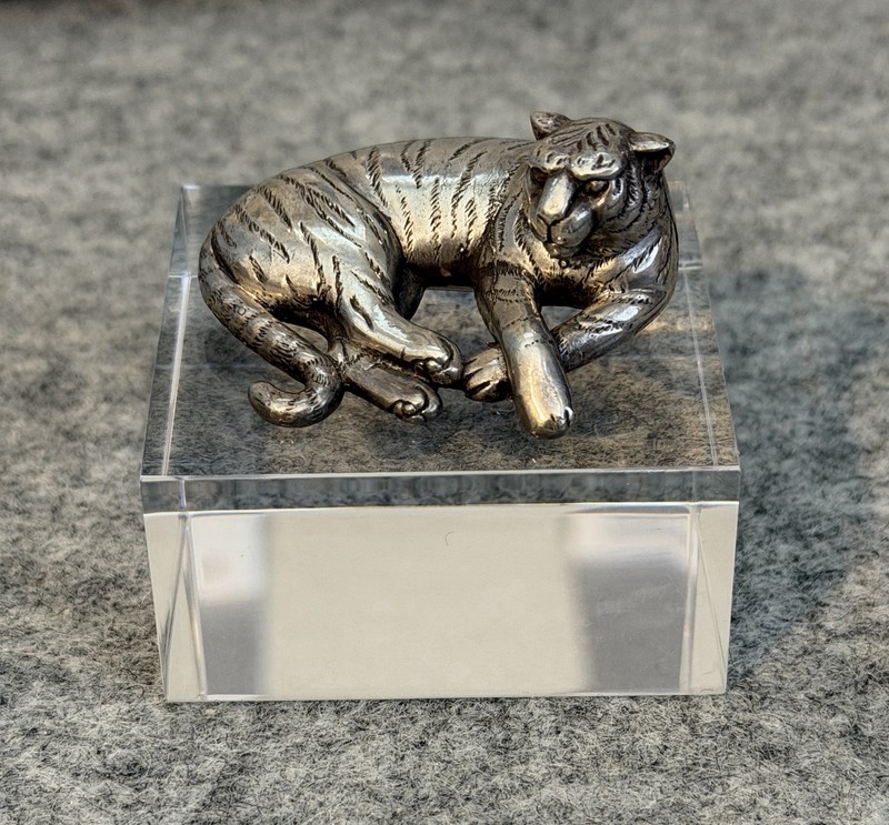 Early Carol Felley Tiger Pin Pendant Sterling Signed CFD90 Vintage Dimensional
