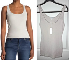 James Perse Women's Size 3 NWT Ribbed Knit Tank Salt White Cotton 60 M/L 6-8