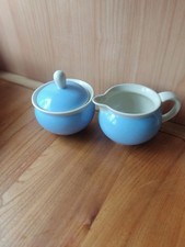 Villeroy & Boch Bayern Art Deco Milchk&auml;nnchen & Zuckerdose blau creme Steingut