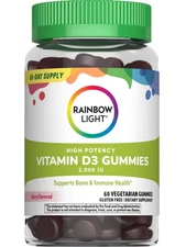 Vitamin D3 2000 IU | 60 Vegetarian Gummies | Berry Flavored | by Rainbow Light